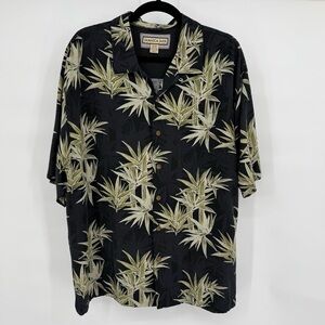 Jamaica Jaxx 100% Silk Tropical Short Sleeve Button Front Shirt XL Resort Vacay